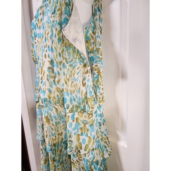 BCBGMaxAzria Blue and Green Animal Print
Tiered Sleeveless Chiffon Midi Dress XL - Picture 5 of 12